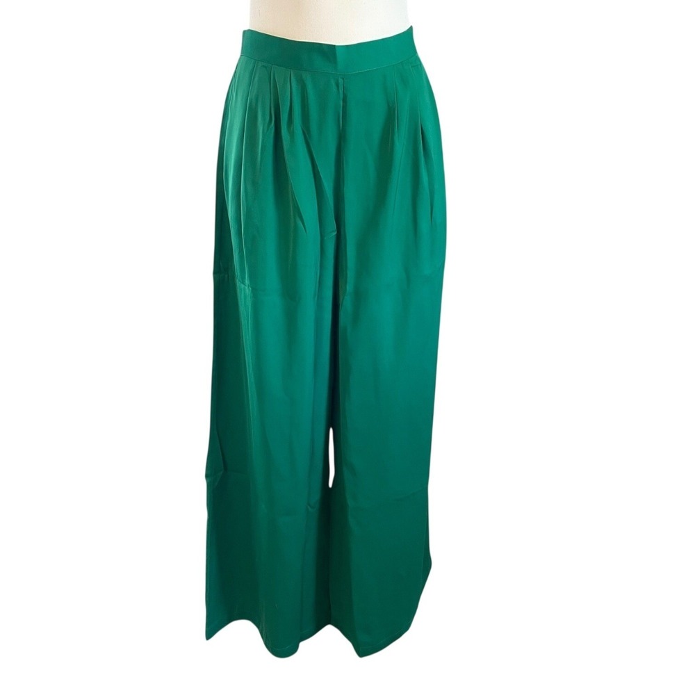 NWT Spring + Mercer Emerald Green Wide Leg Palazzo Trousers Large